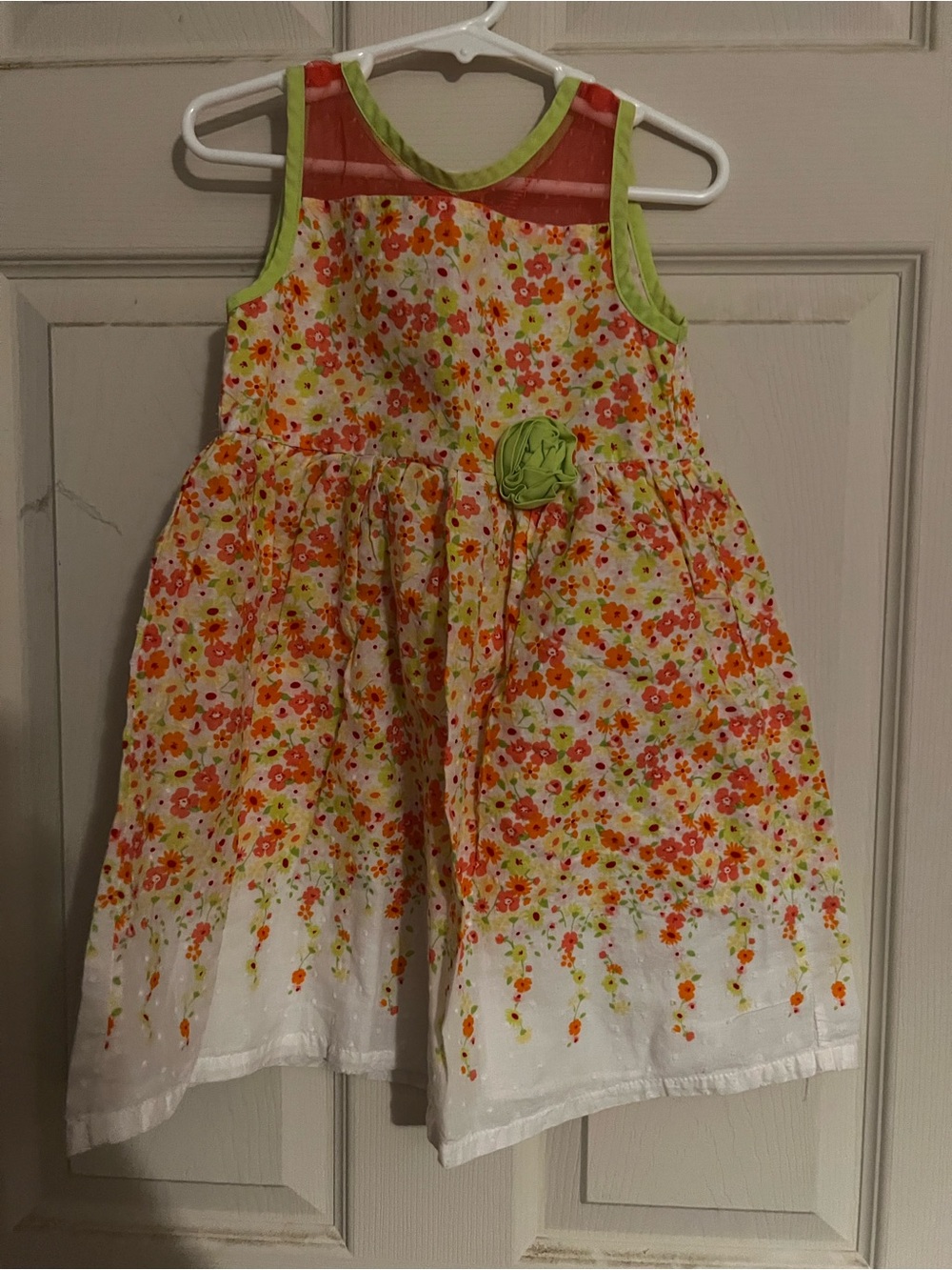 penelope mack Summer Dress Swiss Dot Fabric Floral Print Girl Size 4T,